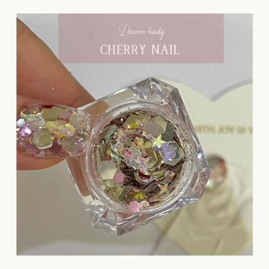 Cherry Nail Little lollipop mixed iridescent glitter flakes with star pieces for nail art, crafts and makeup use