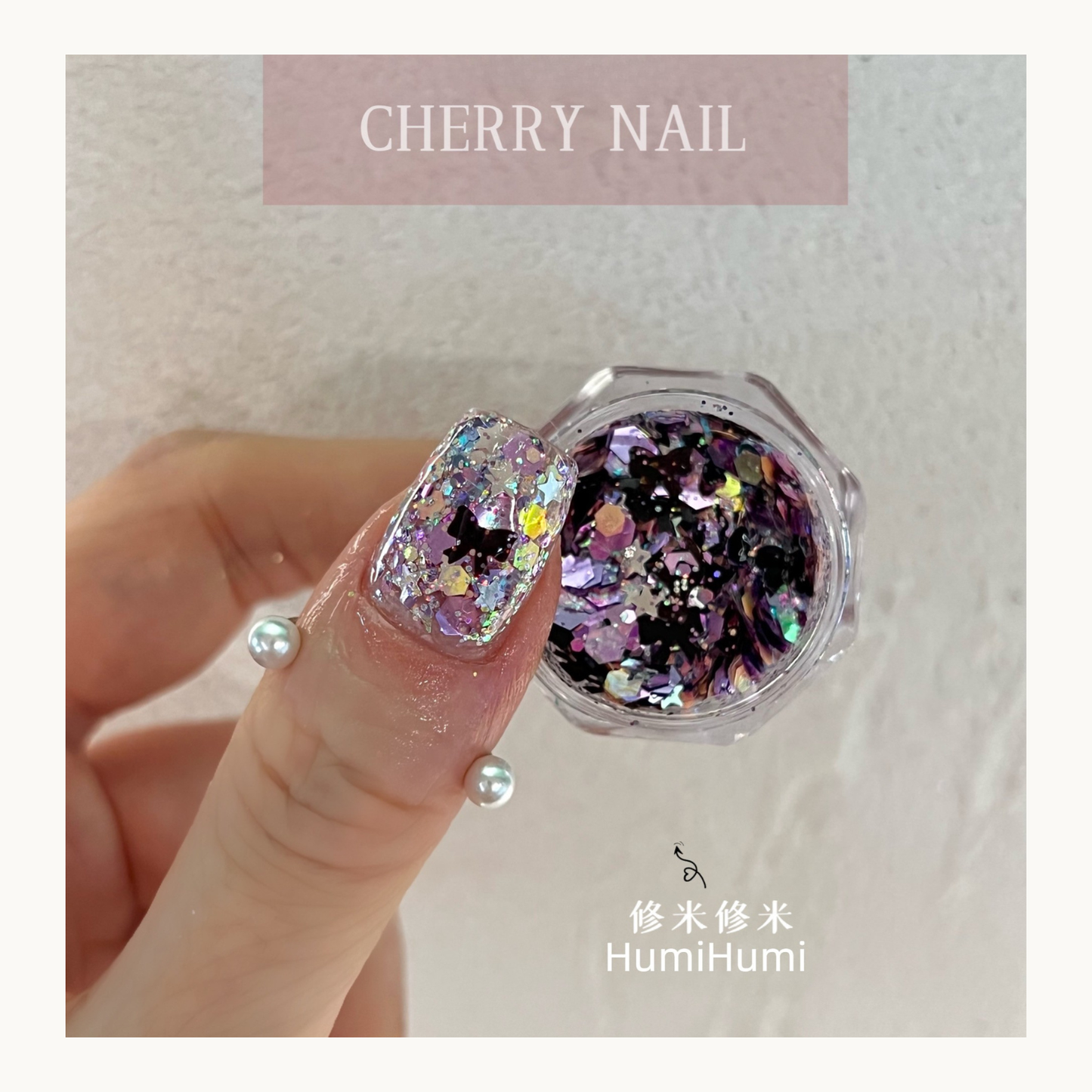 Cherry Nail HumiHumi mixed iridescent glitter with dark fantasy flakes and holographic pieces for nail art, resin crafts and makeup decoration