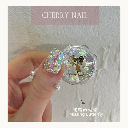 Cherry Nail Missing Butterfly mixed iridescent glitter with butterfly shapes for nail art, resin crafts and decorative makeup