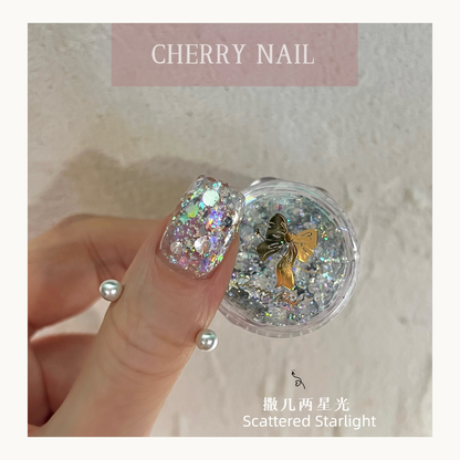 Cherry Nail Scattered Starlight mixed iridescent glitter with star and flake pieces for nail art, resin crafts and makeup decoration
