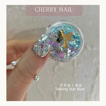 Cherry Nail Talking Star Blue iridescent star glitter for nail art designs, resin crafts and decorative makeup