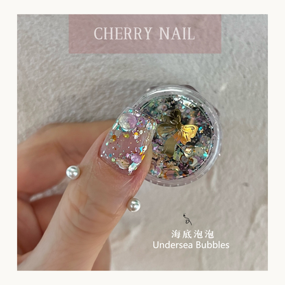 Cherry Nail Undersea Bubbles mixed iridescent glitter with bubble and marine inspired shapes for nail art, resin crafts and makeup decoration