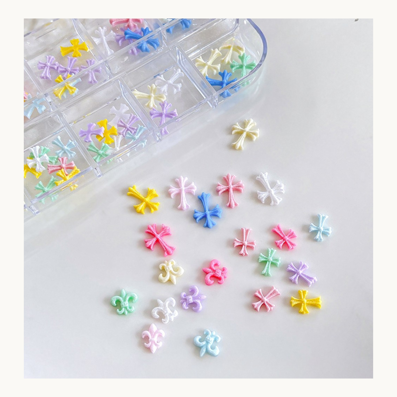 NF Select 12 Grids Pastel Cross Nail Charms Set - image 3