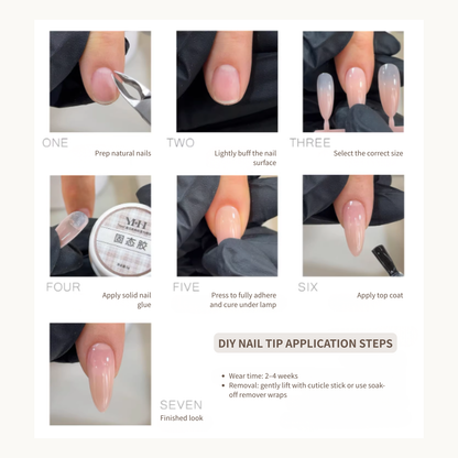 DIY Gel-X nail tips application steps for at home nail extensions beginners