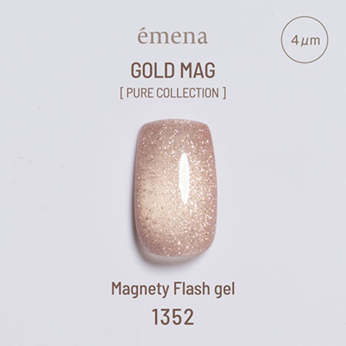 emena 1352 PM 7:00 shell pink magnetic flash gel swatch with fine gold shimmer from the Pure Collection.