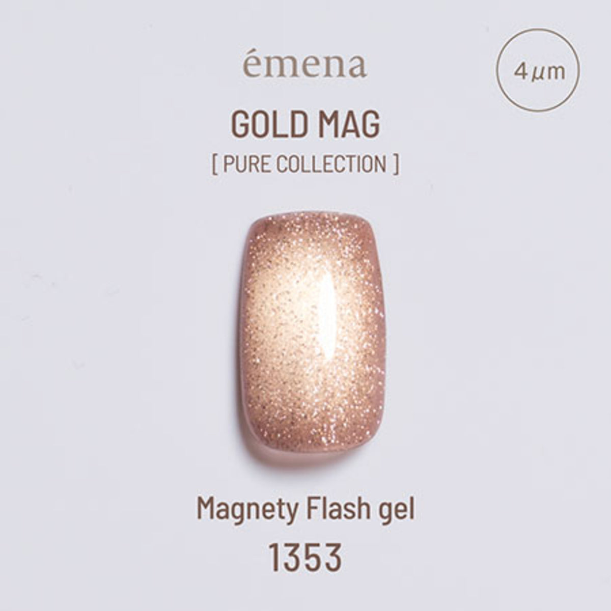 emena 1353 PM 6:00 apricot magnetic flash gel swatch with fine gold shimmer from the Pure Collection.