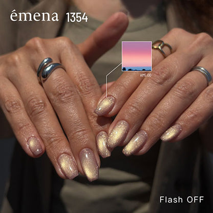 Manicure created with emena Magnety Flash Gel 1354 dusty mauve shade shown with flash off.
