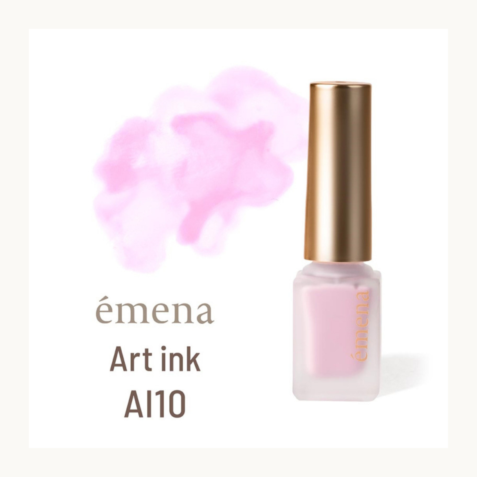 Emena Art Ink AI10 soft pink watercolor nail art ink bottle with color swatch