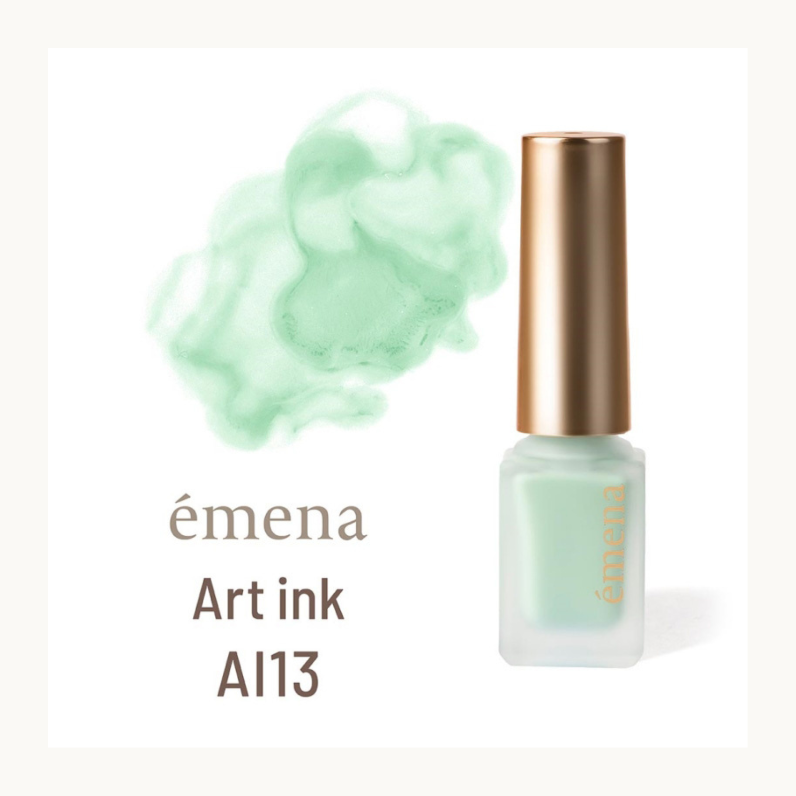 Emena Art Ink AI13 mint green watercolor nail art ink bottle with color swatch