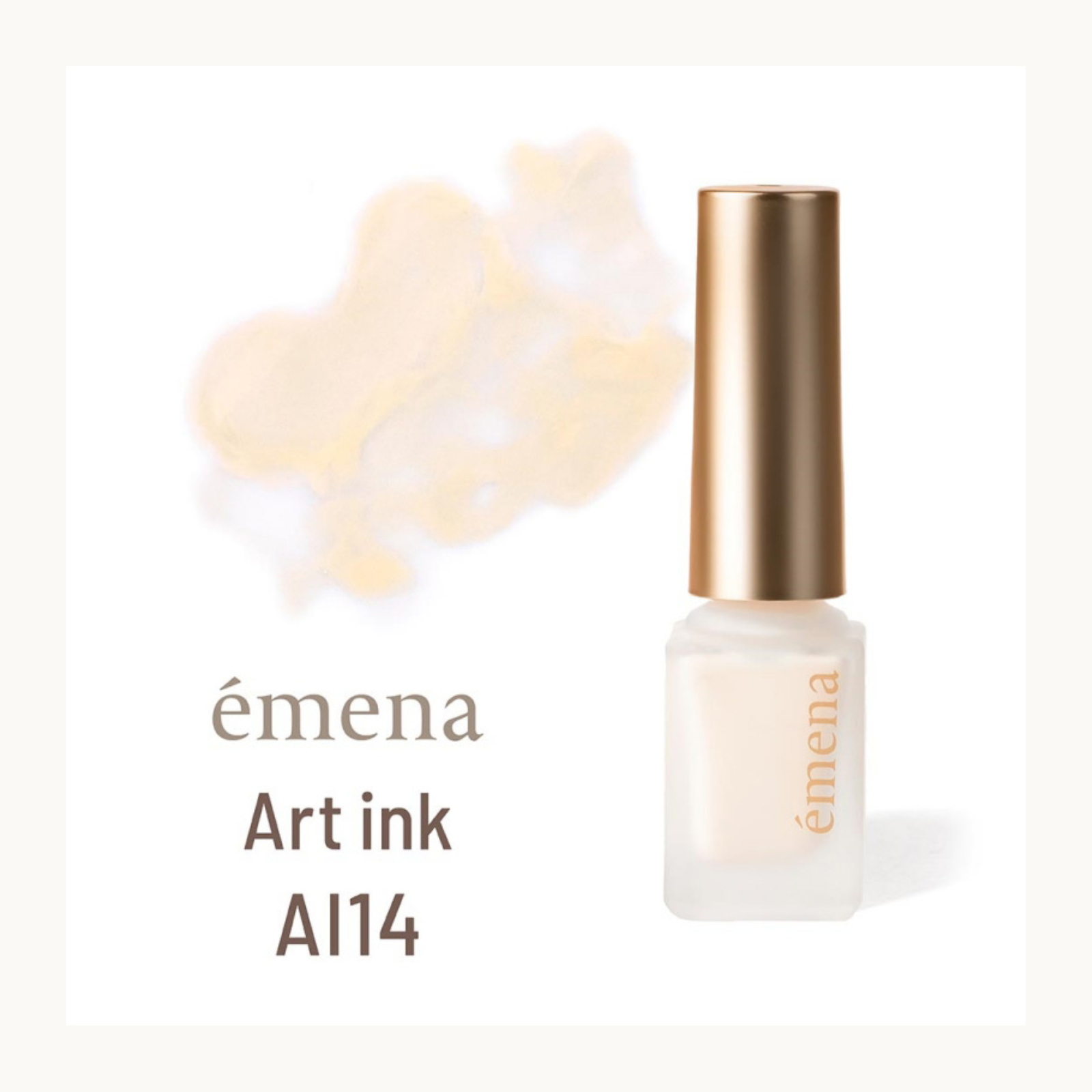 Emena Art Ink AI14 soft beige watercolor nail art ink bottle with swatch
