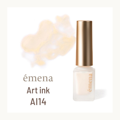 Emena Art Ink AI14 soft beige watercolor nail art ink bottle with swatch
