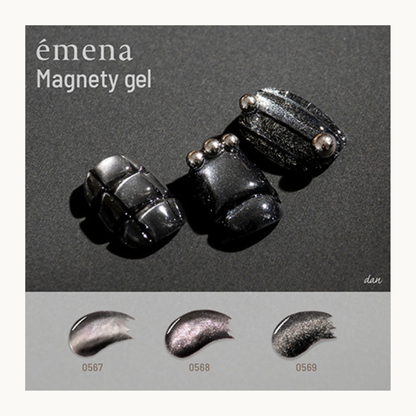 EMENA Black Galaxy Cat Eye Nail Design 0567 0568 0569 Silver Shimmer Professional Nail Salon Canada USA
