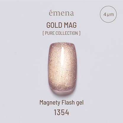 emena Gold Mag Pure Collection 1354 dusty mauve magnetic flash gel nail swatch with 4 micrometer particles.