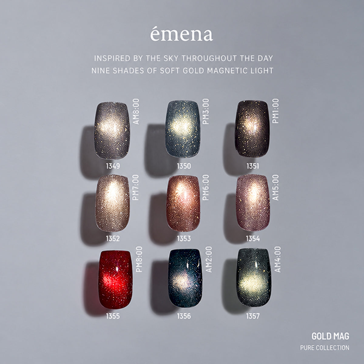 émena Magnety Flash Gel – Magnetic Cat-Eye Gel Colors (1355-1357)【HEMA & TPO Free】 - image 2