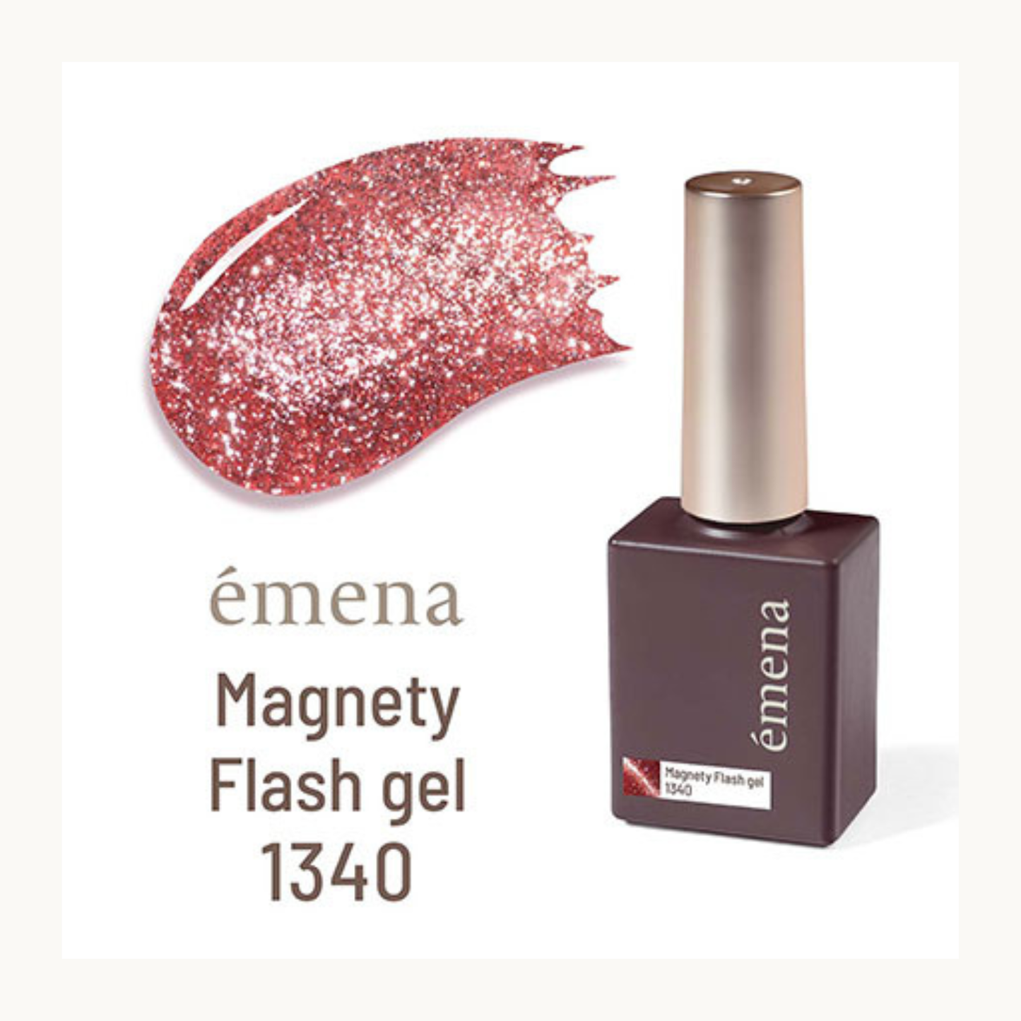 EMENA Magnetic Flash Gel 1340 red glitter cat eye gel polish with 75μm ultra reflective sparkle, soak off UV LED professional nail art gel for USA and Canada nail salons