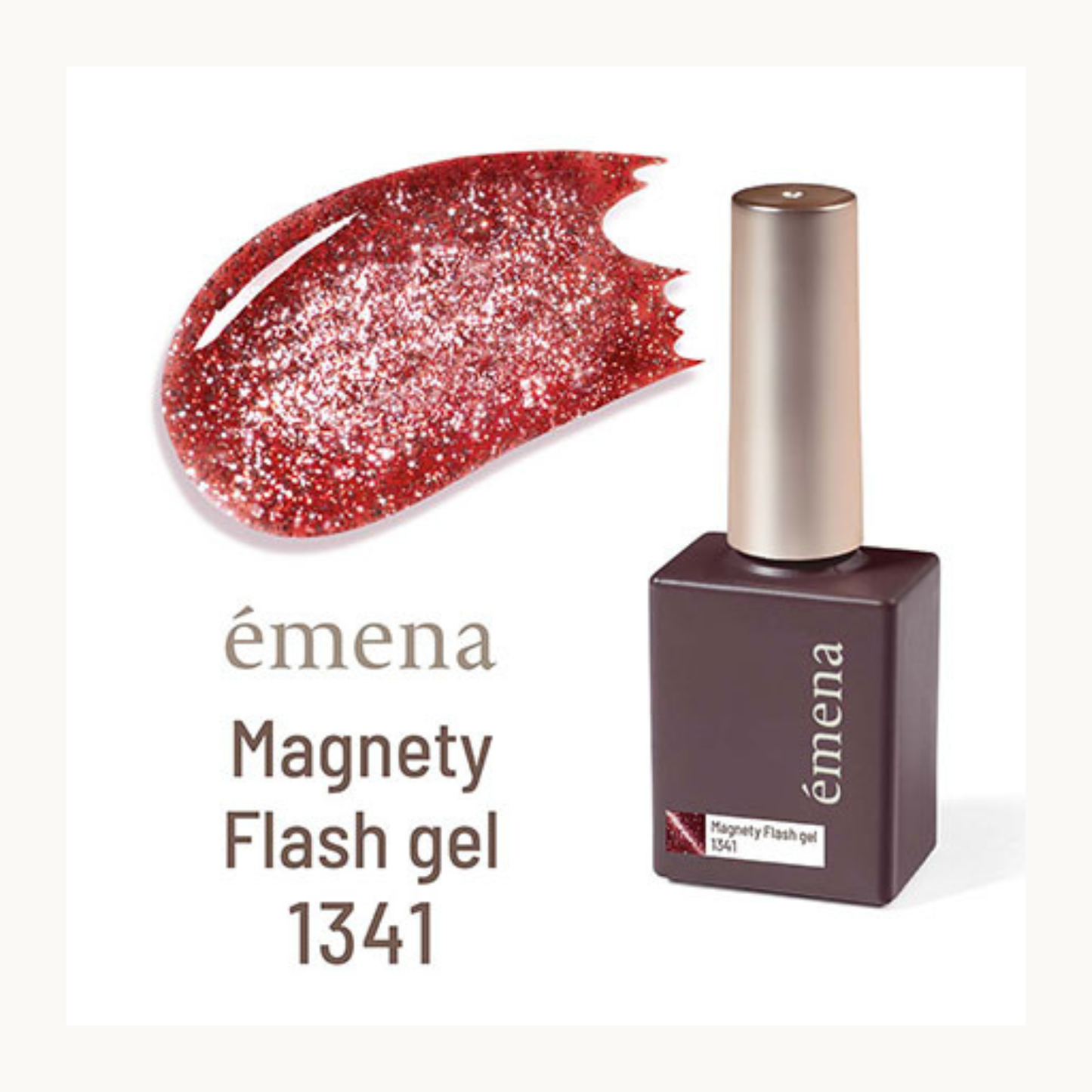 EMENA Magnetic Flash Gel 1341 deep red magnetic glitter gel polish with strong cat eye shimmer, salon quality soak off UV LED nail gel for Canada and USA market