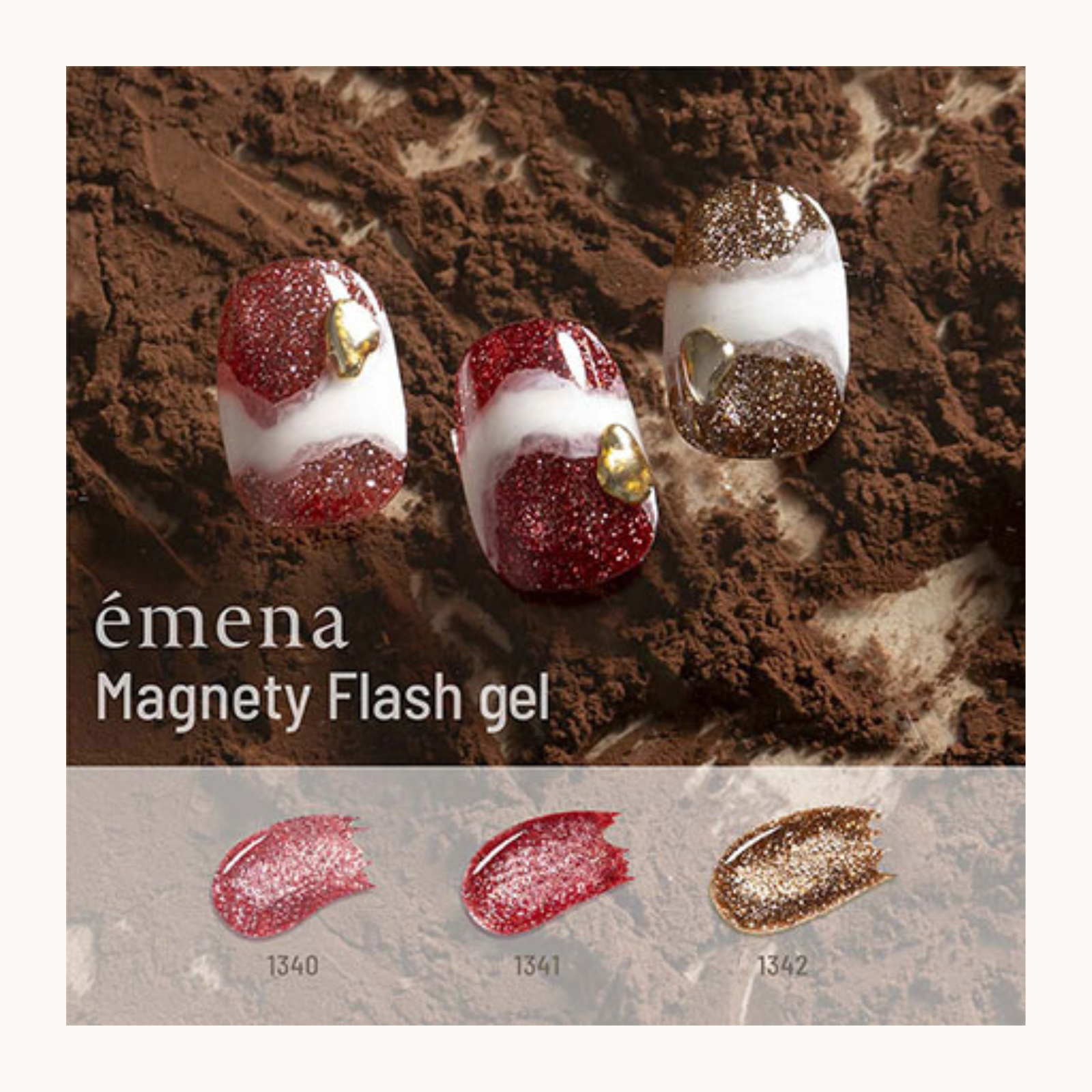 EMENA Magnetic Flash Gel red and gold glitter cat eye nail art design, luxury holiday sparkle gel polish for USA Canada nail salons