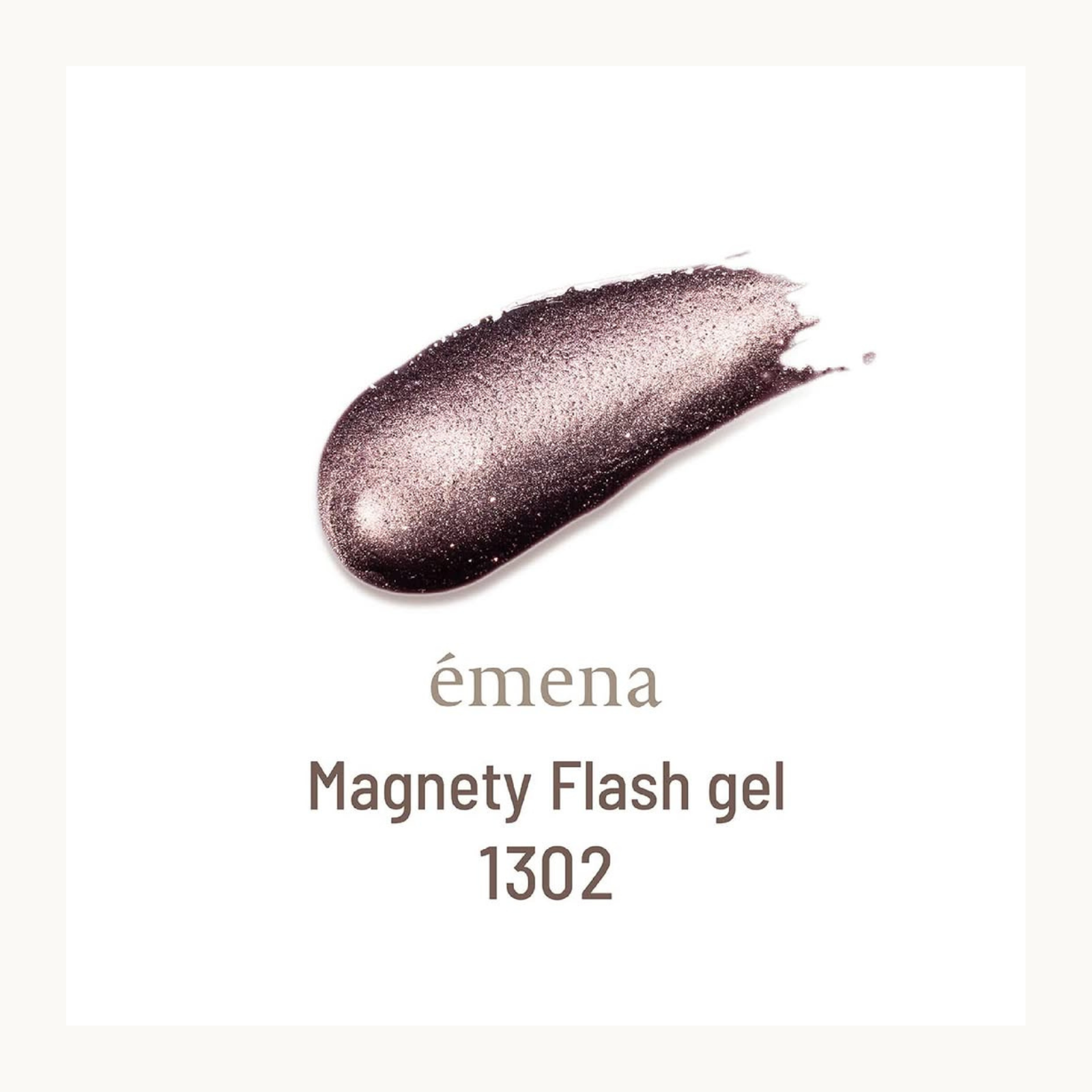 EMENA Magnety Flash Gel 1302 magnetic nail gel with sparkling plum tone and strong reflective cat eye finish.