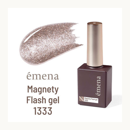Emena Magnety Flash gel 1333 silver glitter cat eye gel polish bottle with swatch
