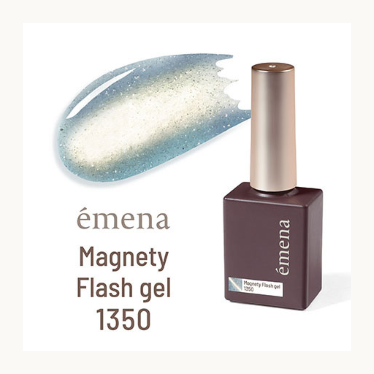 emena Magnety Flash Gel 1350 - Blue Iridescent Cat Eye Nail Polish, Flash Glitter Magnetic Gel Bottle & Swatch