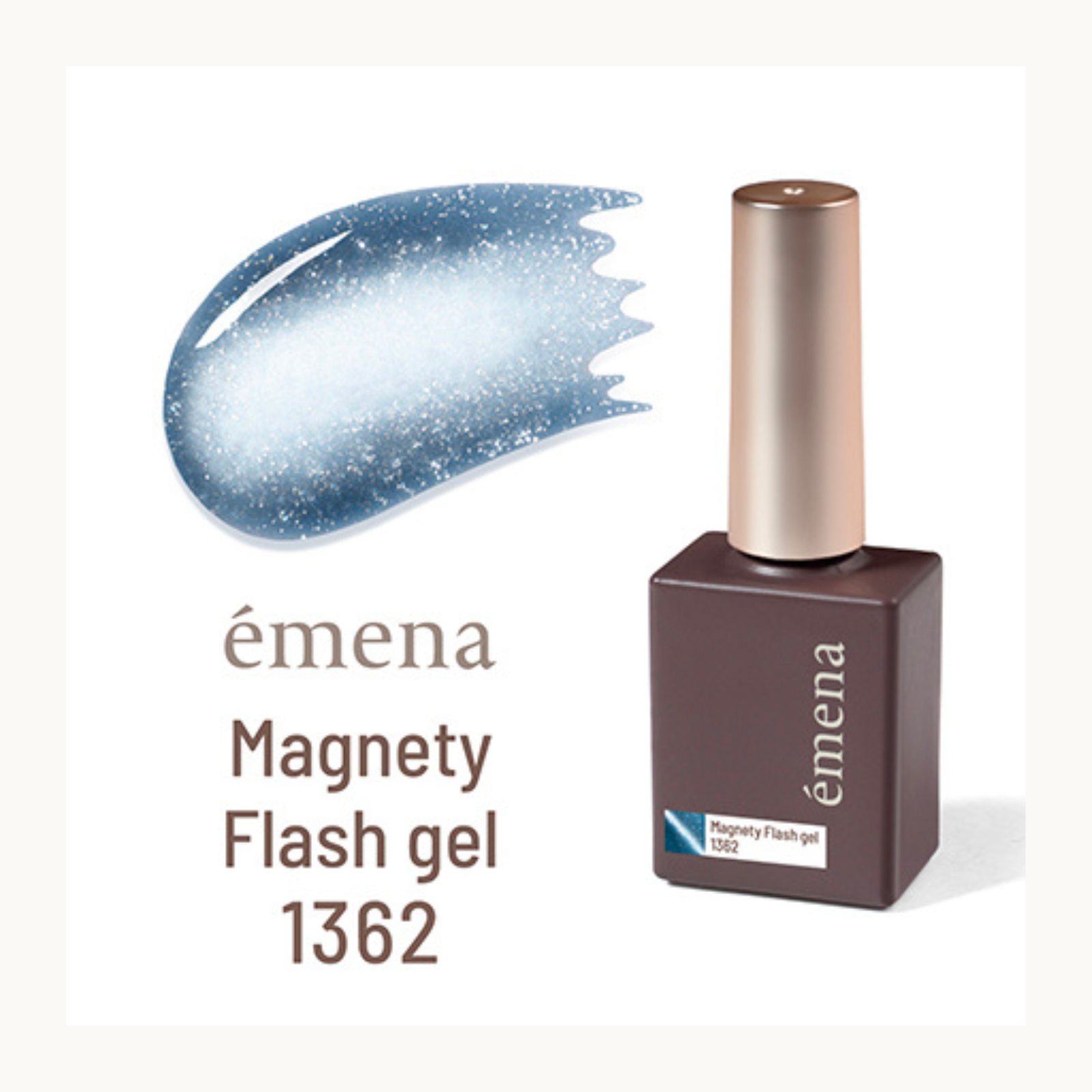 Emena Magnety Flash Gel 1362 Mediterranean Sea magnetic cat eye gel featuring reflective flash glitter and ocean blue shimmer.