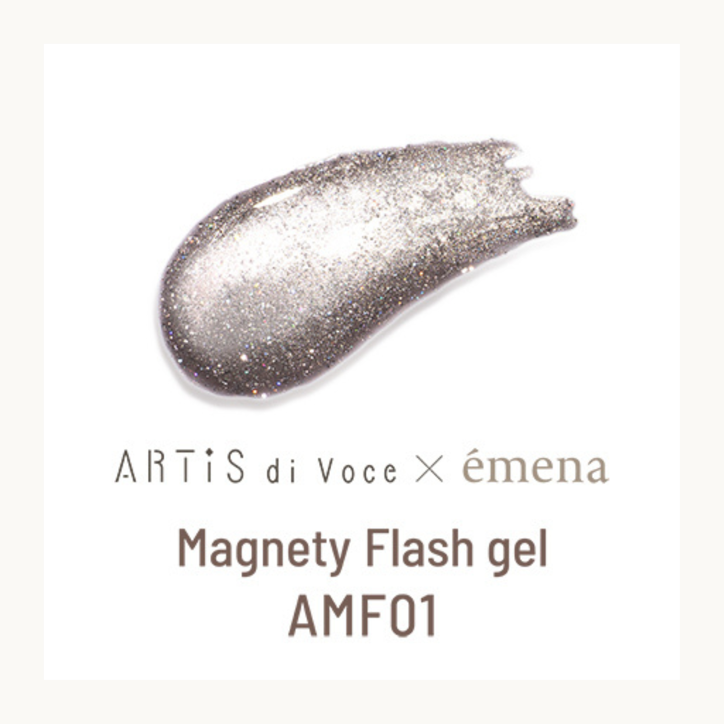 EMENA Magnety Flash Gel AMF01 grey silver magnetic glitter gel polish with cat eye shine, professional nail art product North America