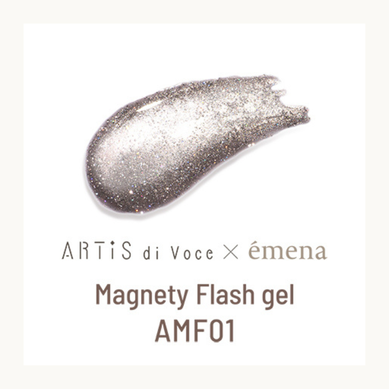 EMENA Magnety Flash Gel AMF01 grey silver magnetic glitter gel polish with cat eye shine, professional nail art product North America