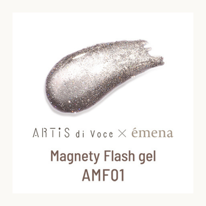 EMENA Magnety Flash Gel AMF01 grey silver magnetic glitter gel polish with cat eye shine, professional nail art product North America