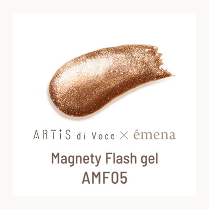 EMENA Magnety Flash Gel AMF05 amber copper glitter cat eye magnetic gel polish for salon and professional nail artists in Canada