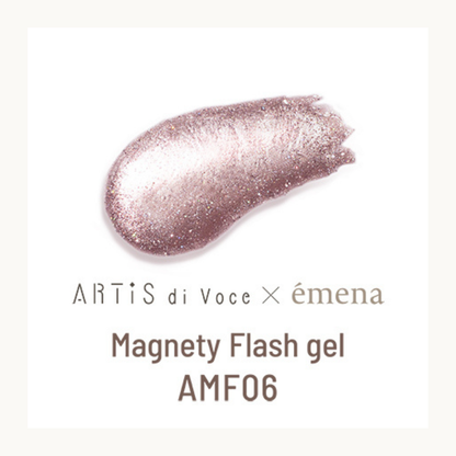EMENA Magnety Flash Gel AMF06 rose silver glitter magnetic gel polish with cat eye effect, professional salon nail color in Canada and Vancouver