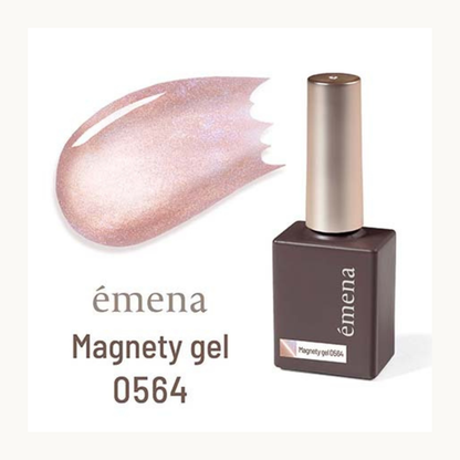 emena Magnety Gel 0564 - Soft Pink Shimmery Magnetic Nail Polish, Iridescent Cat Eye Effect Gel Polish Bottle & Swatch