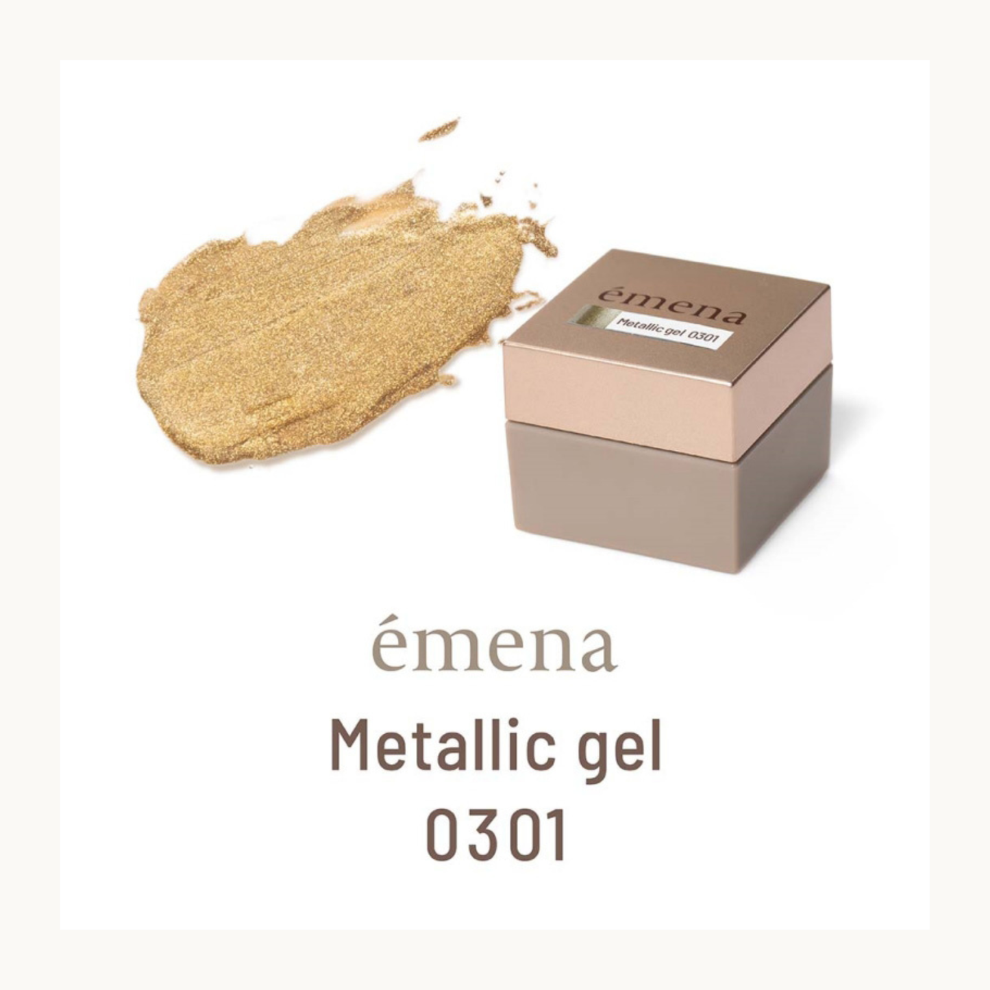 emena metallic gel 0301 gold nail polish. Rich metallic gold gel for premium nail art designs.