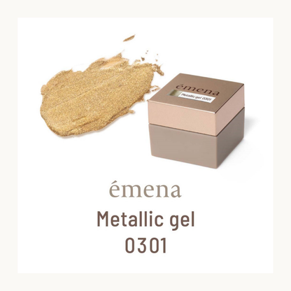 emena metallic gel 0301 gold nail polish. Rich metallic gold gel for premium nail art designs.