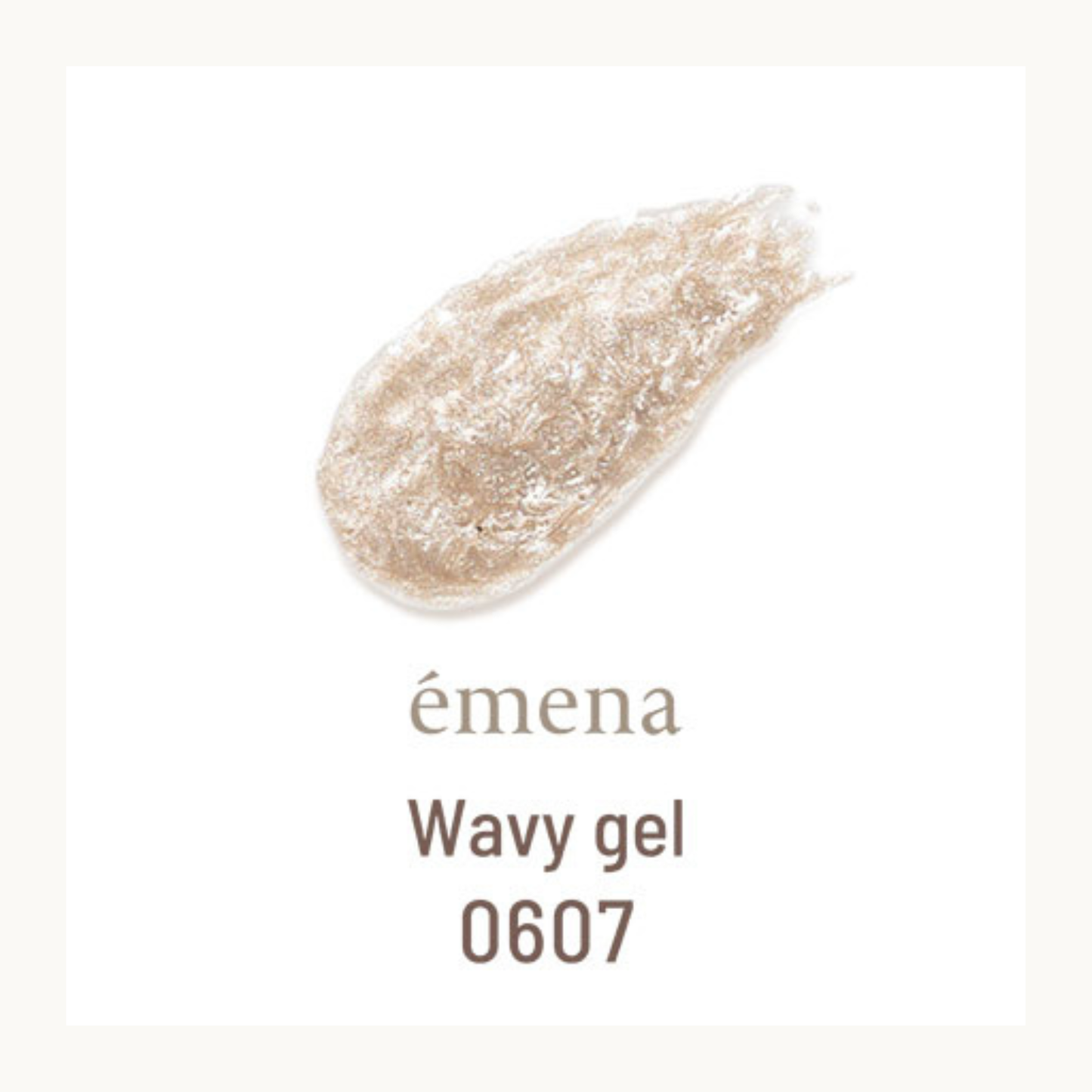 emena Wavy Gel 0607 peach shimmer nail polish swatch. Soft textured wave effect gel with subtle metallic sheen.