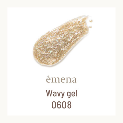 emena Wavy Gel 0608 gold beige nail polish swatch. Neutral textured wave effect gel for everyday manicure.