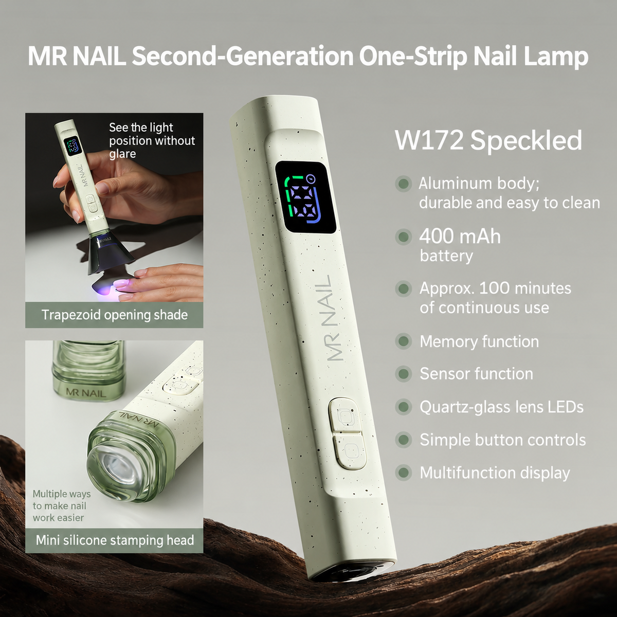 MR NAIL second-generation one-strip nail curing lamp, W172 speckled, with translated feature details