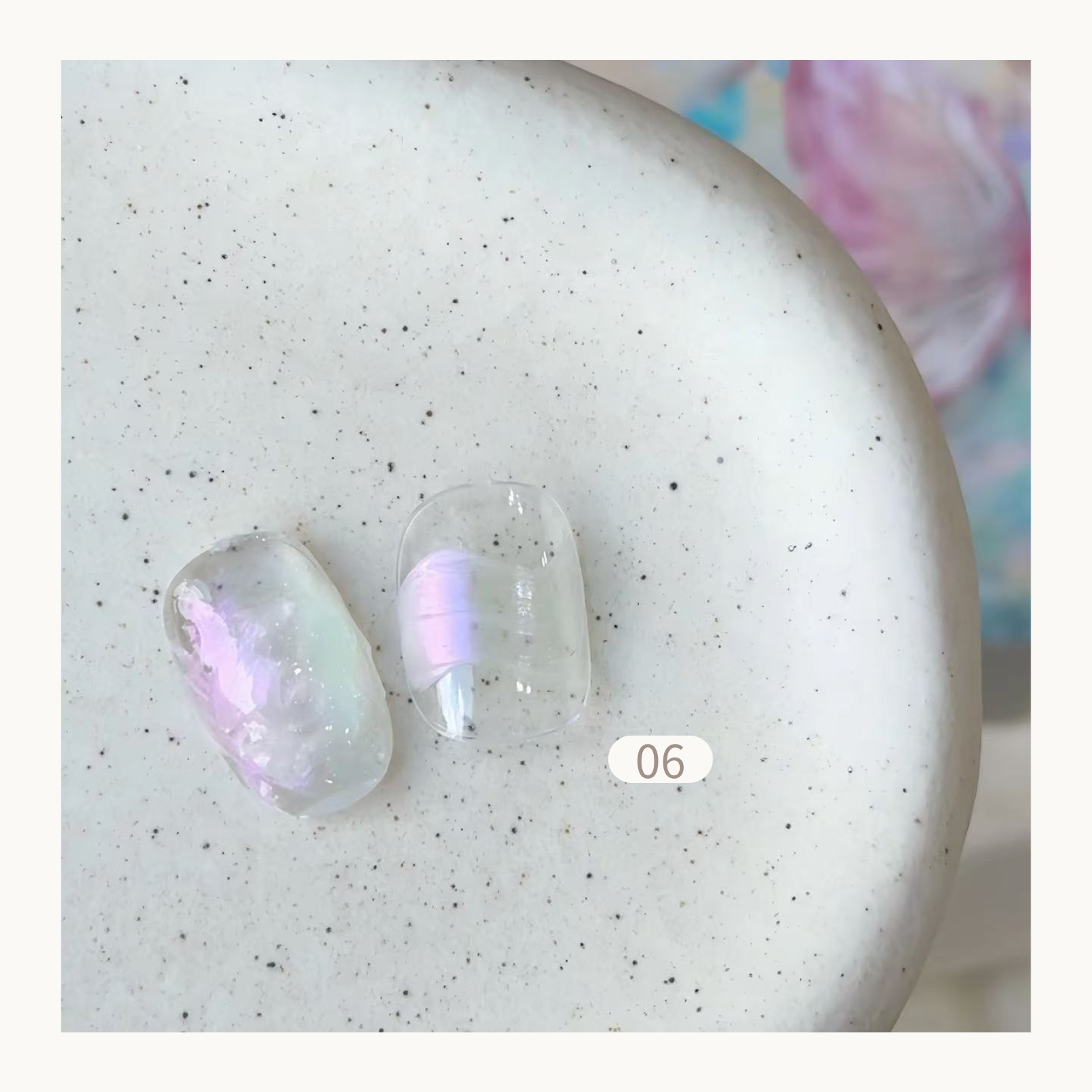 FloraMaster Lavender Pink Iridescent Silk Effect Nail Tips - Clear Pastel Pink-Purple Silk Wrap Press On Nails, Transparent Short Oval Nails for Romantic Look
