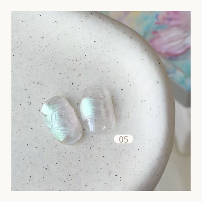 FloraMaster Mint Green Iridescent Silk Wrap Press On Nails - Clear Shimmery Pastel Green Silk Effect Nail Tips, Short Oval Transparent Nails for Soft Aesthetic