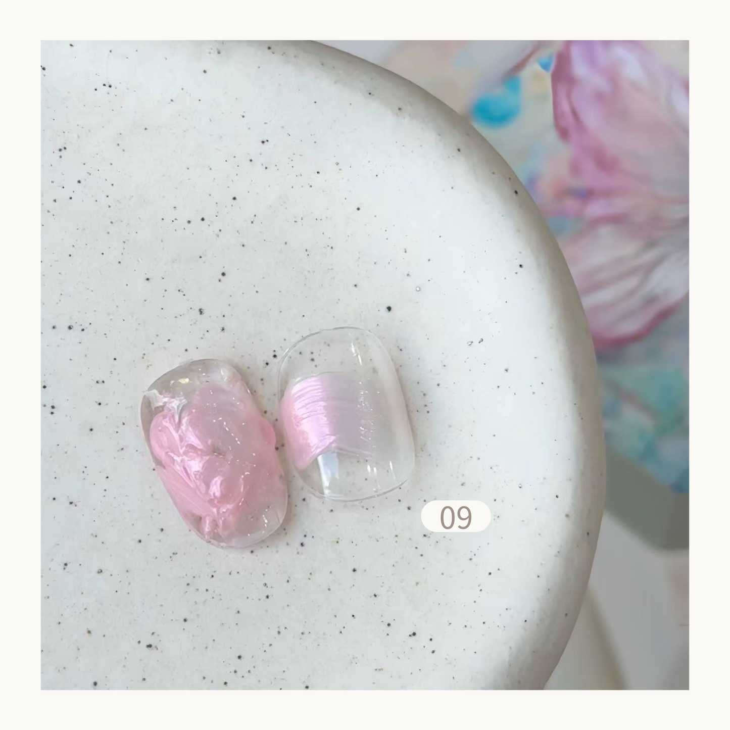 FloraMaster Soft Baby Pink Shimmery Silk Wrap Clear Nail Tips - FloraMaster Transparent Short Oval Press On Nails with Glossy Pink Silk Effect, Daily Wear Nail Art