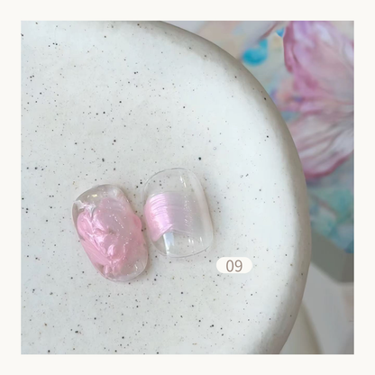 FloraMaster Soft Baby Pink Shimmery Silk Wrap Clear Nail Tips - FloraMaster Transparent Short Oval Press On Nails with Glossy Pink Silk Effect, Daily Wear Nail Art