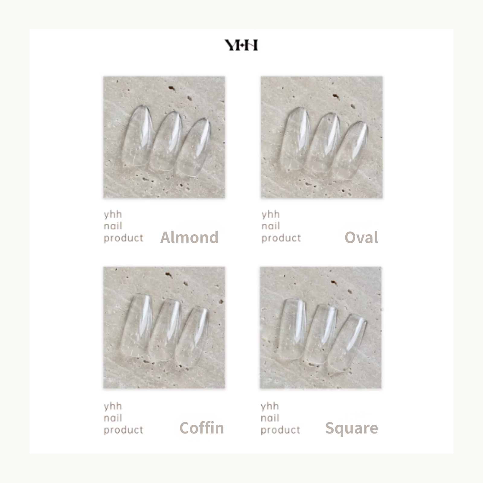 YHH Full Cover Builder Gel Nail Tips 280pcs (4 Shapes) - image 10