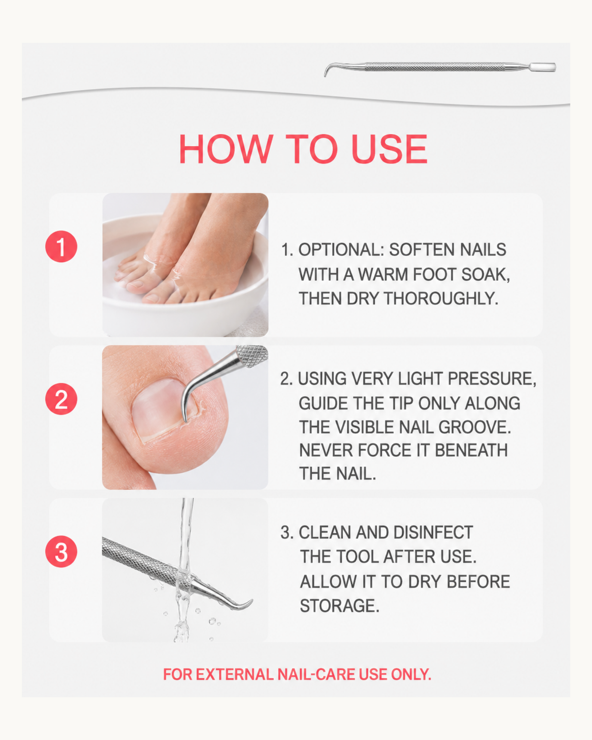 NF Select Double-Ended Stainless Steel Nail Lifter & Nail Groove Cleaner – 13 cm - image 3