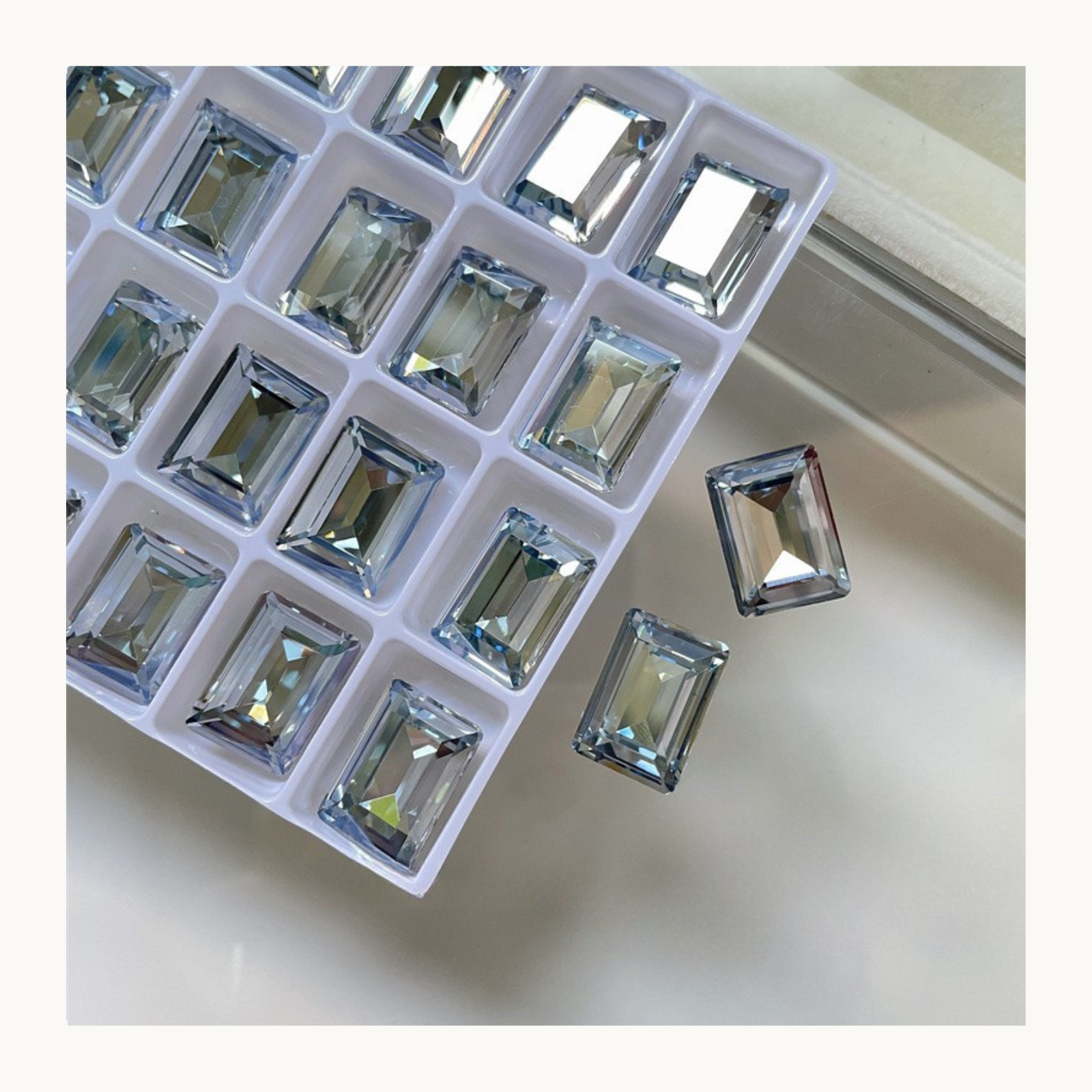 Blue gray K9 rectangle pointed back crystal nail charms 10x14mm nail decoration