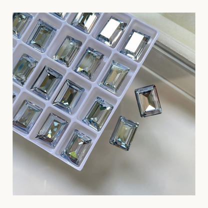 Blue gray K9 rectangle pointed back crystal nail charms 10x14mm nail decoration