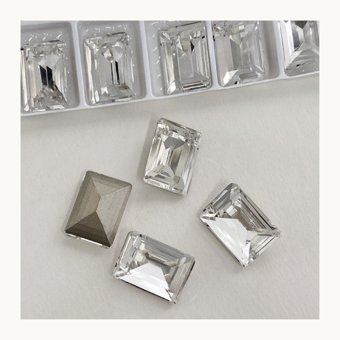 K9 rectangle pointed back crystal nail charm 10x14mm clear color for luxury nail art