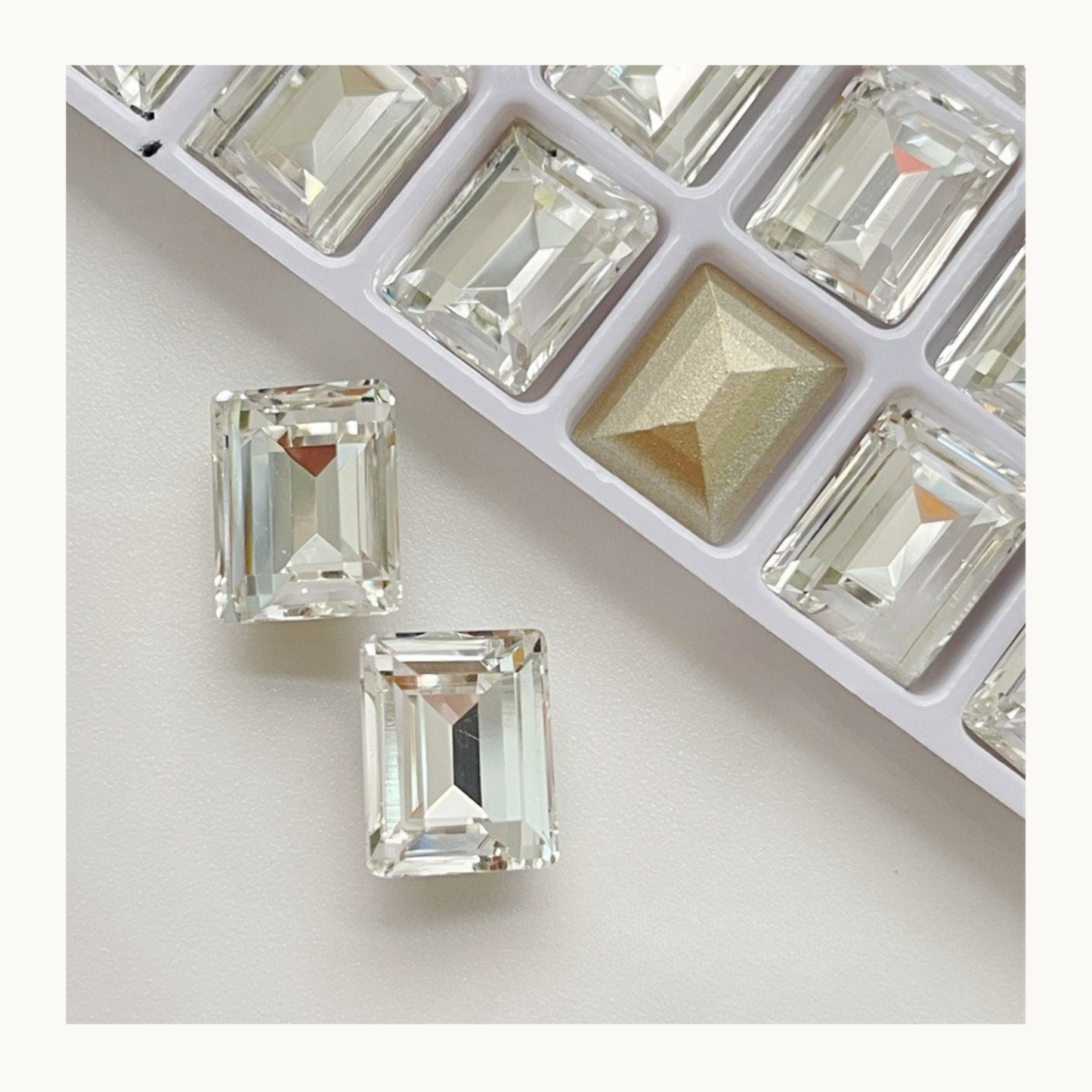 Crystal white K9 rectangle pointed back nail charm 8x10mm for crystal nail art