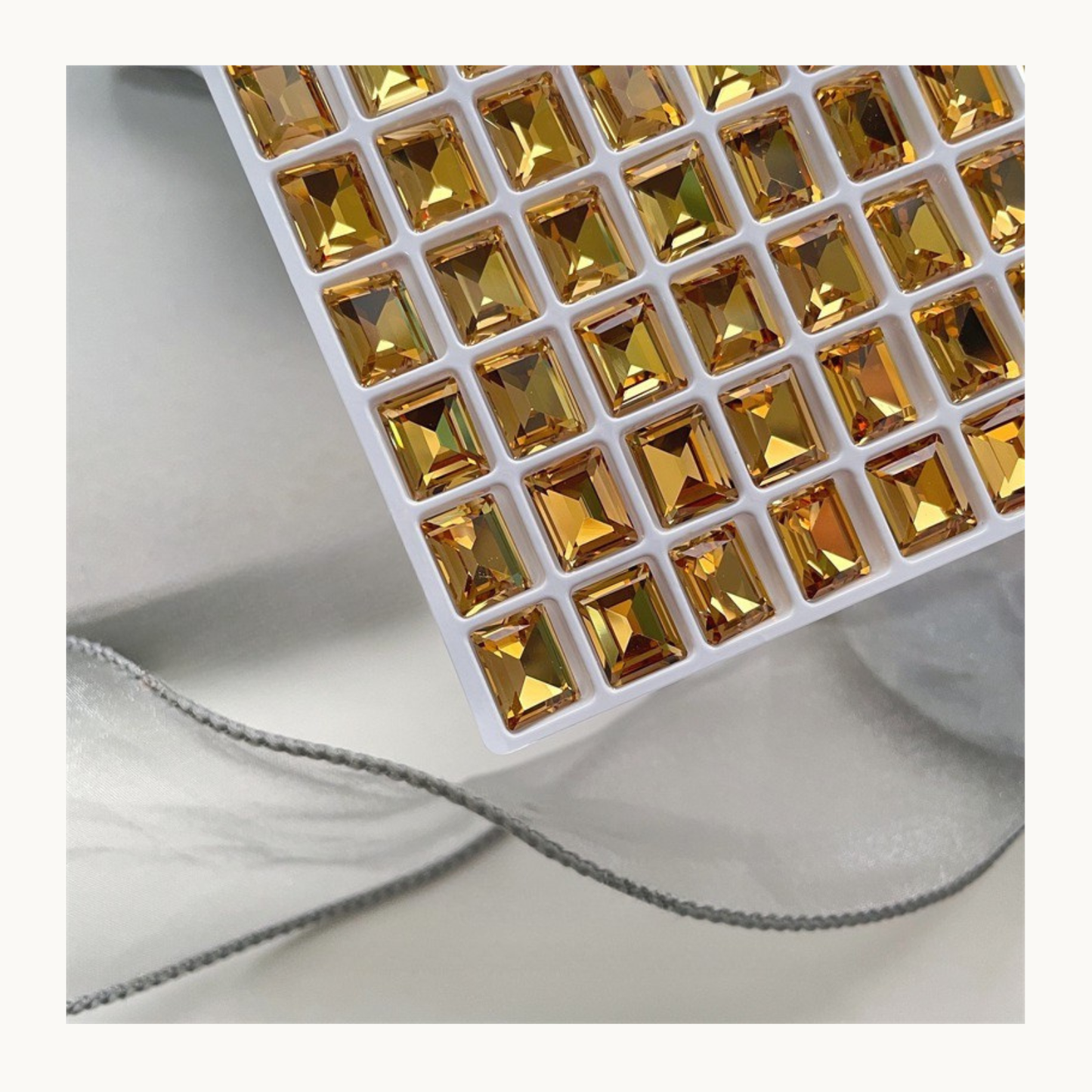 Dark gold K9 rectangle pointed back crystal nail charm 8x10mm luxury nail art