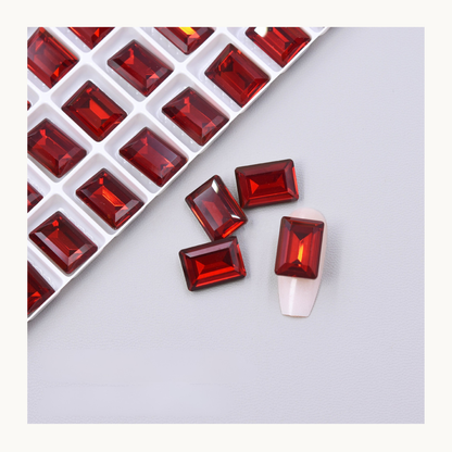 Dark Red K9 rectangle pointed back crystal nail charms 10x14mm luxury nail design