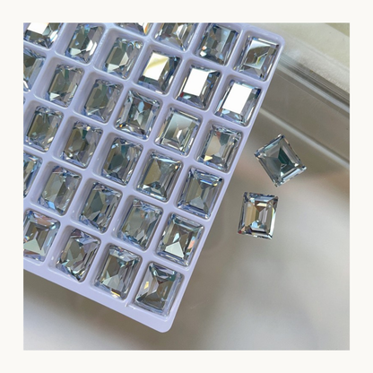 Light blue K9 rectangle pointed back crystal nail charm 8x10mm