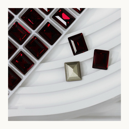 Wine red K9 rectangle pointed back crystal nail charm 8x10mm